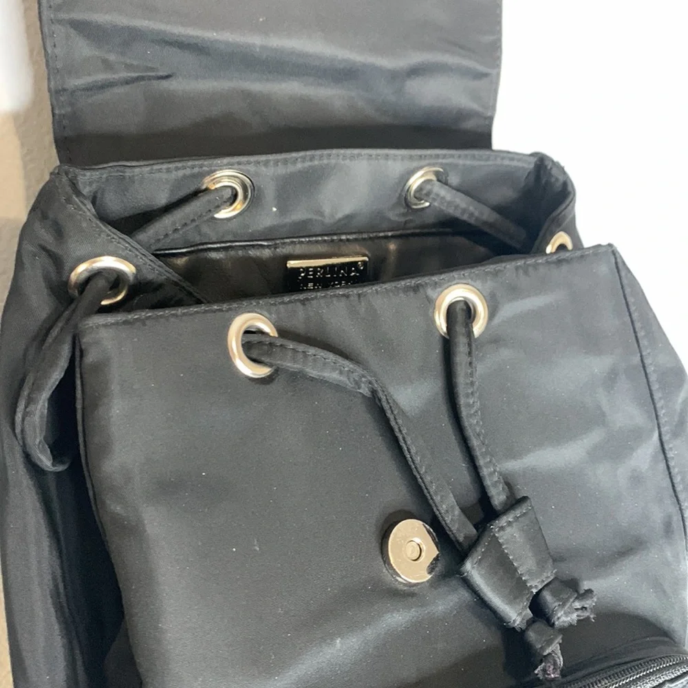 Vintage Perlina nylon black mini backpack